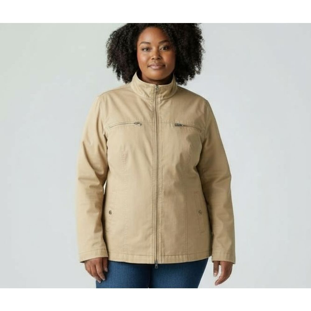 Chico's Kahki Jacket Sz Chico's 4 See Measurements Light Weight